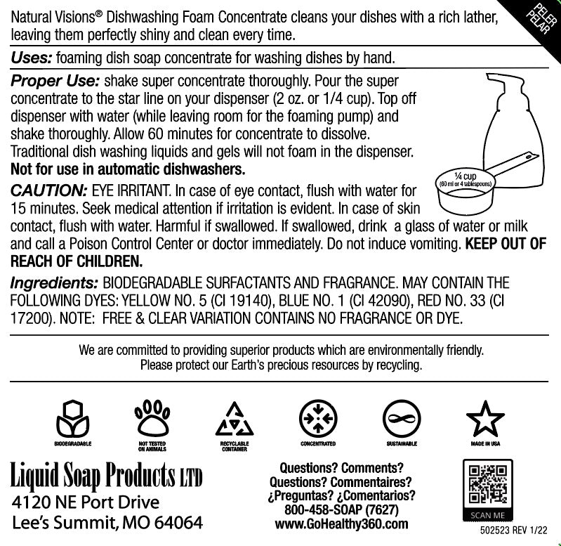 Natural Visions® Foaming Dish Soap Super Concentrate