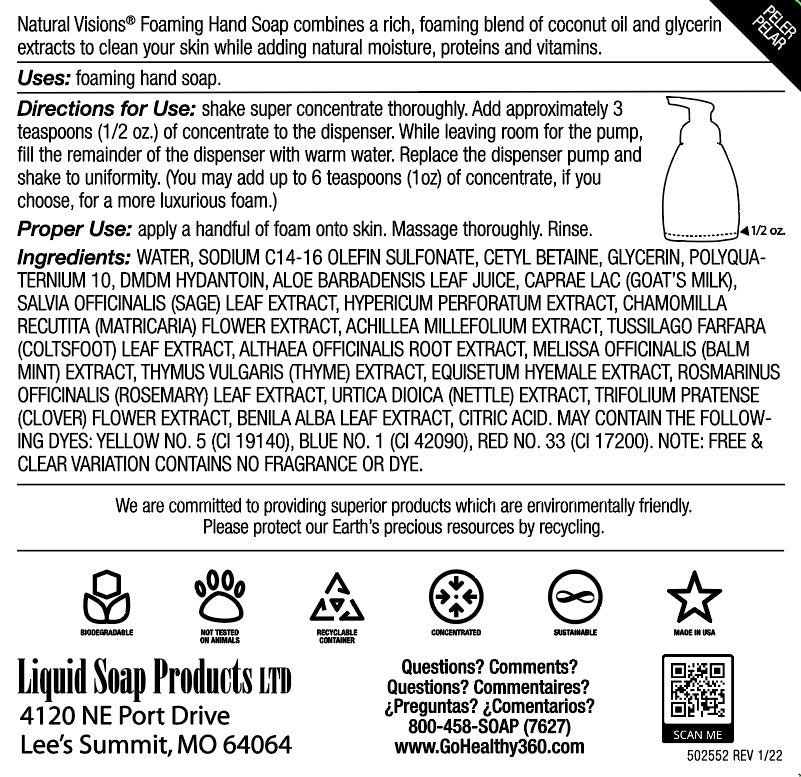 Natural Visions® Foaming Hand & Body Soap Super Concentrate