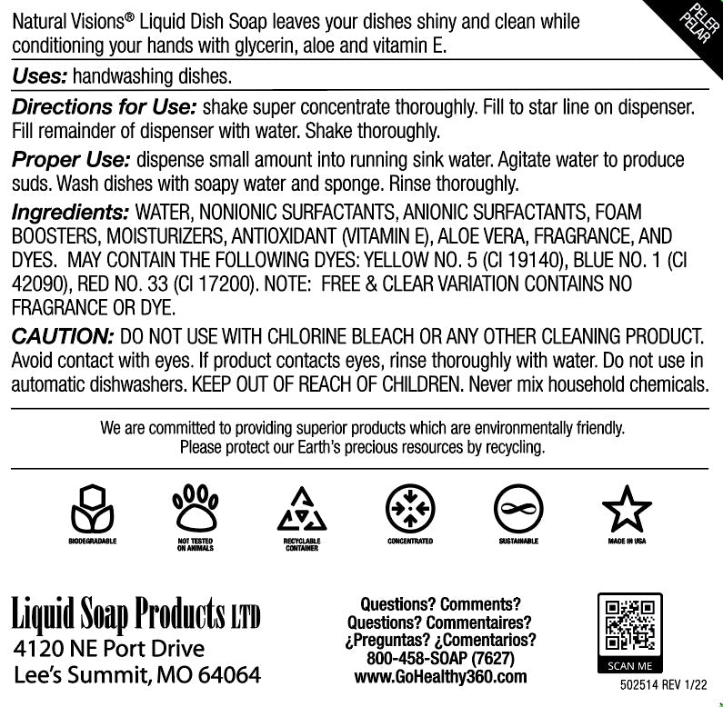 Natural Visions® Liquid Dish Soap Super Concentrate