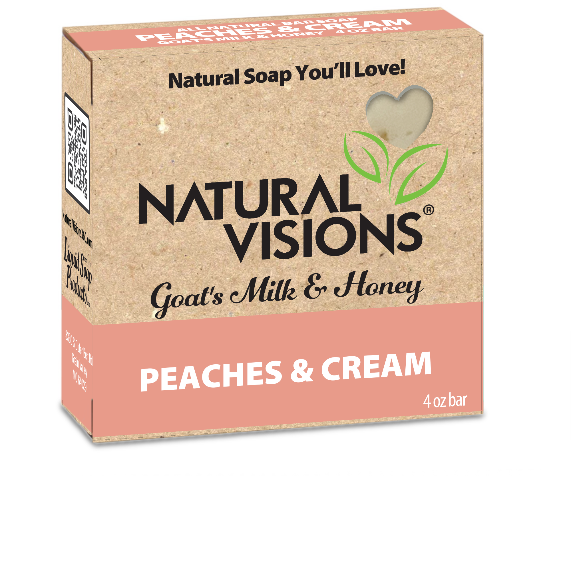 Natural Visions Goat's Milk & Honey - Peaches & Cream  - 4 oz. Bar Soap