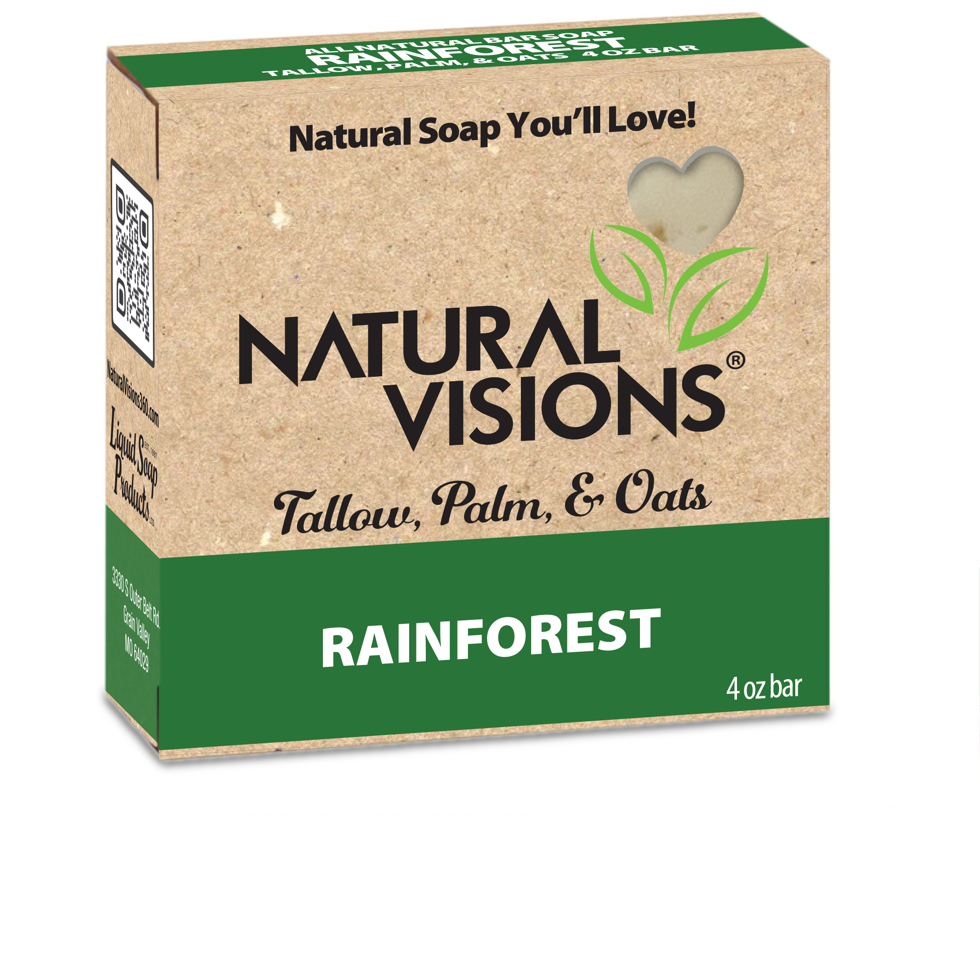 Natural Visions Tallow & Oatmeal - Rainforest - 4 oz. Bar Soap
