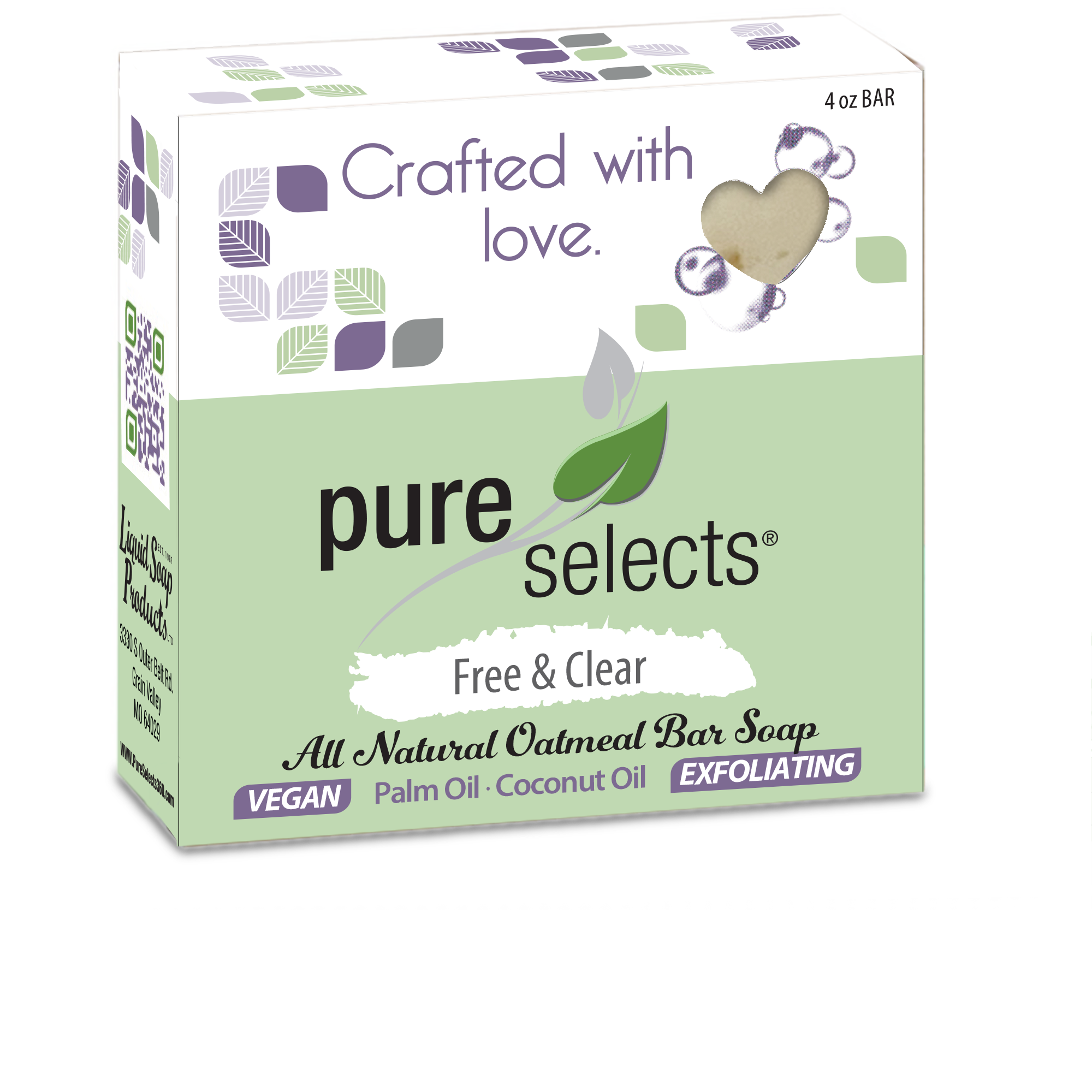 Pure Selects Vegan & Oatmeal - Free & Clear - 4 oz. Bar Soap