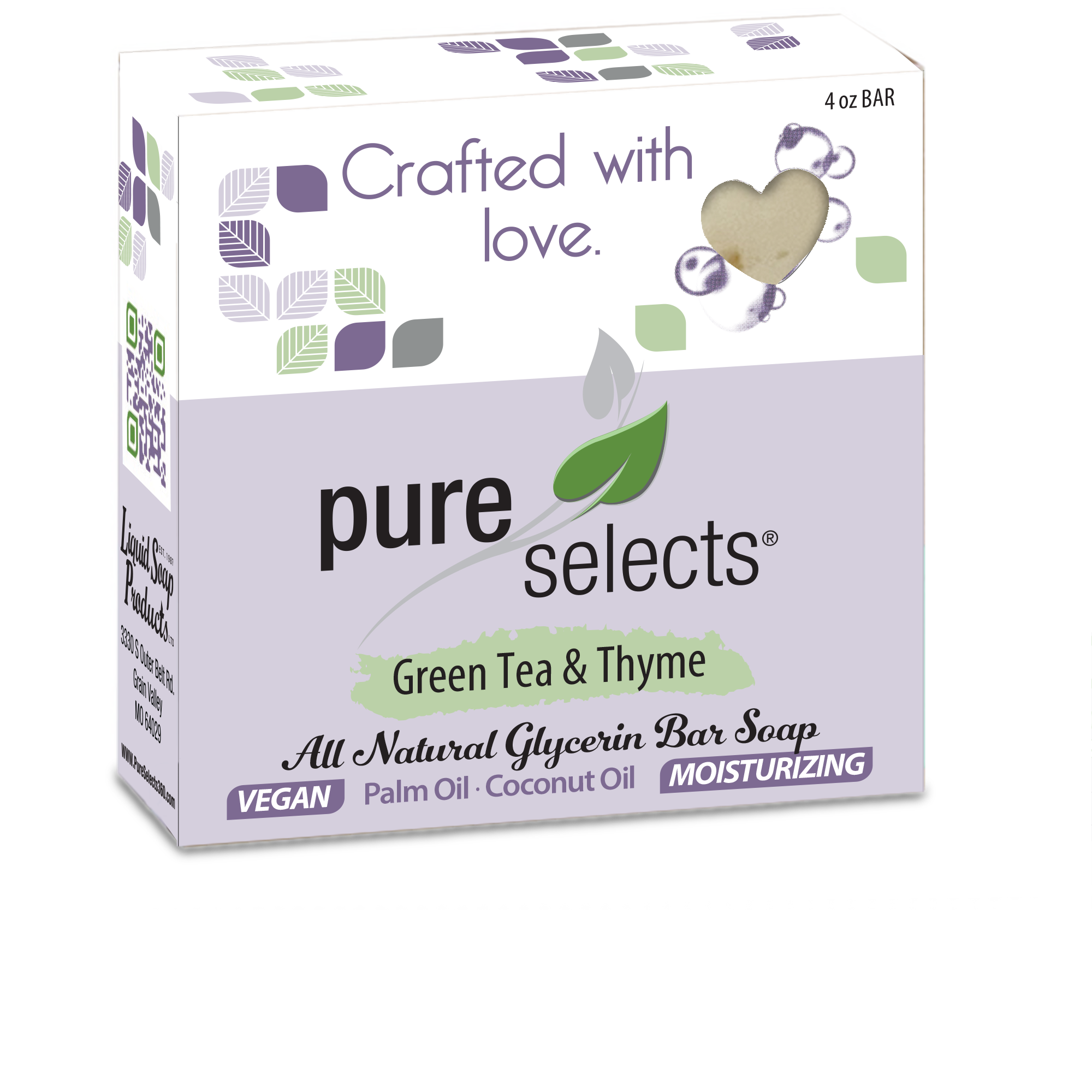 Pure Selects Vegan & Glycerin - Green Tea & Thyme - 4 oz. Bar Soap